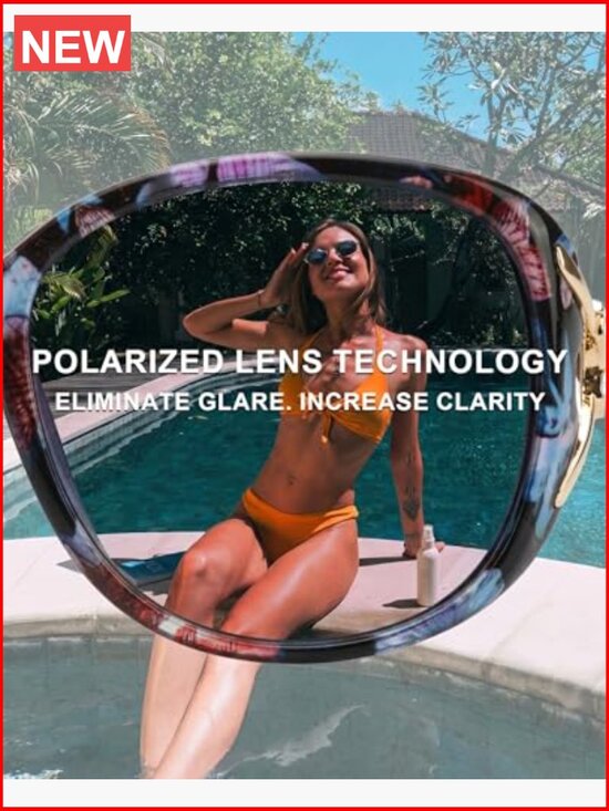 Oversized Polarized Sunglasses UV400 Protection Retro Cat Design main image 6